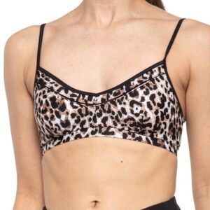 THE UPSIDE NWT WATER LEOPARD BALLET SPORTS BRA XS BROWN BLACK